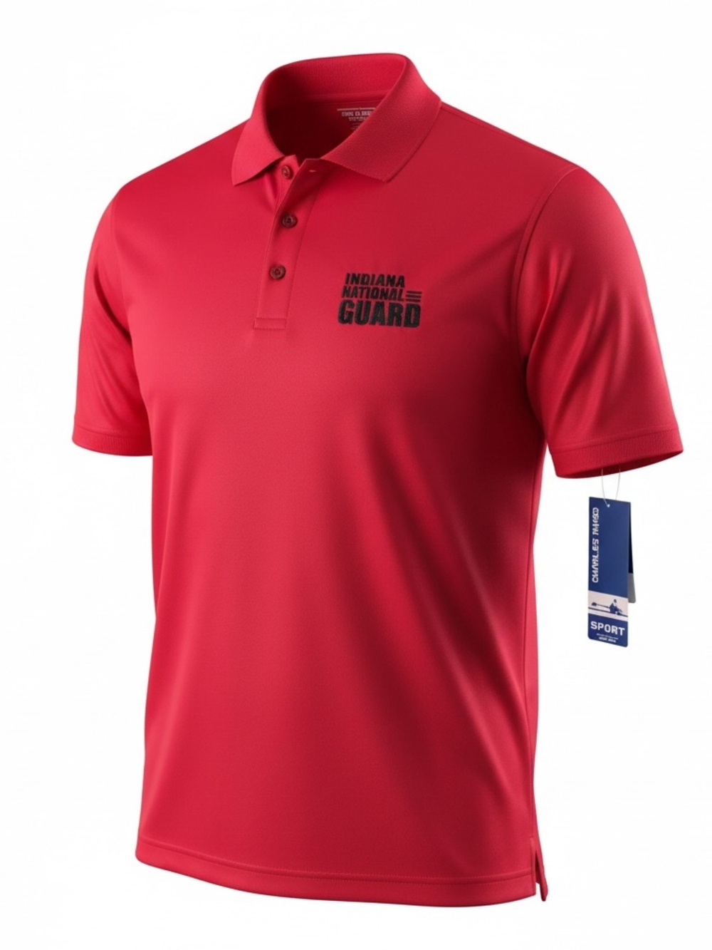 Charles River Sport Apparel Red Indiana National Guard Polo Embroidered